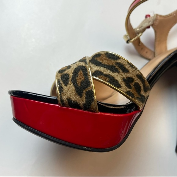 Nine & Co Cheetah Print Open Toe Spiked Stripper Heels - Picture 14 of 14